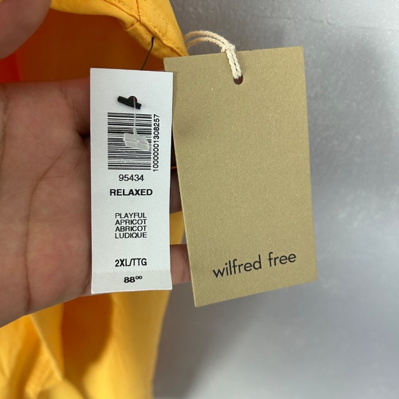 Aritzia Wilfred Free size 2XL long sleeve button up poplin relaxed yellow NEW - Picture 9 of 13